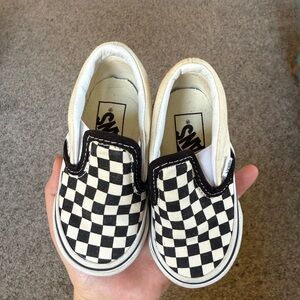 Vans Kids Black and White Checkered Slip-On Sneakers